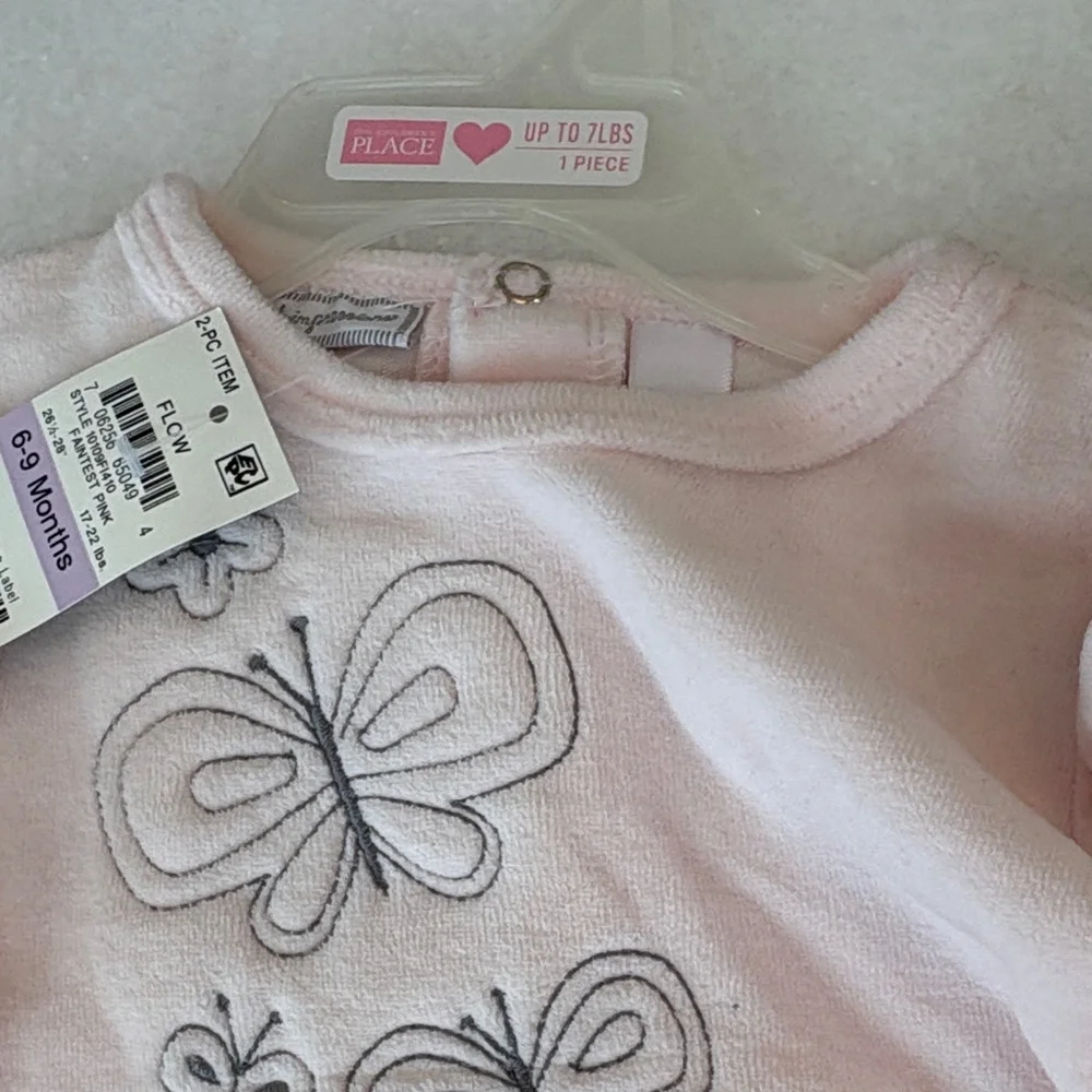 New First Impressions Pink Butterfly Footie and Matching Hat